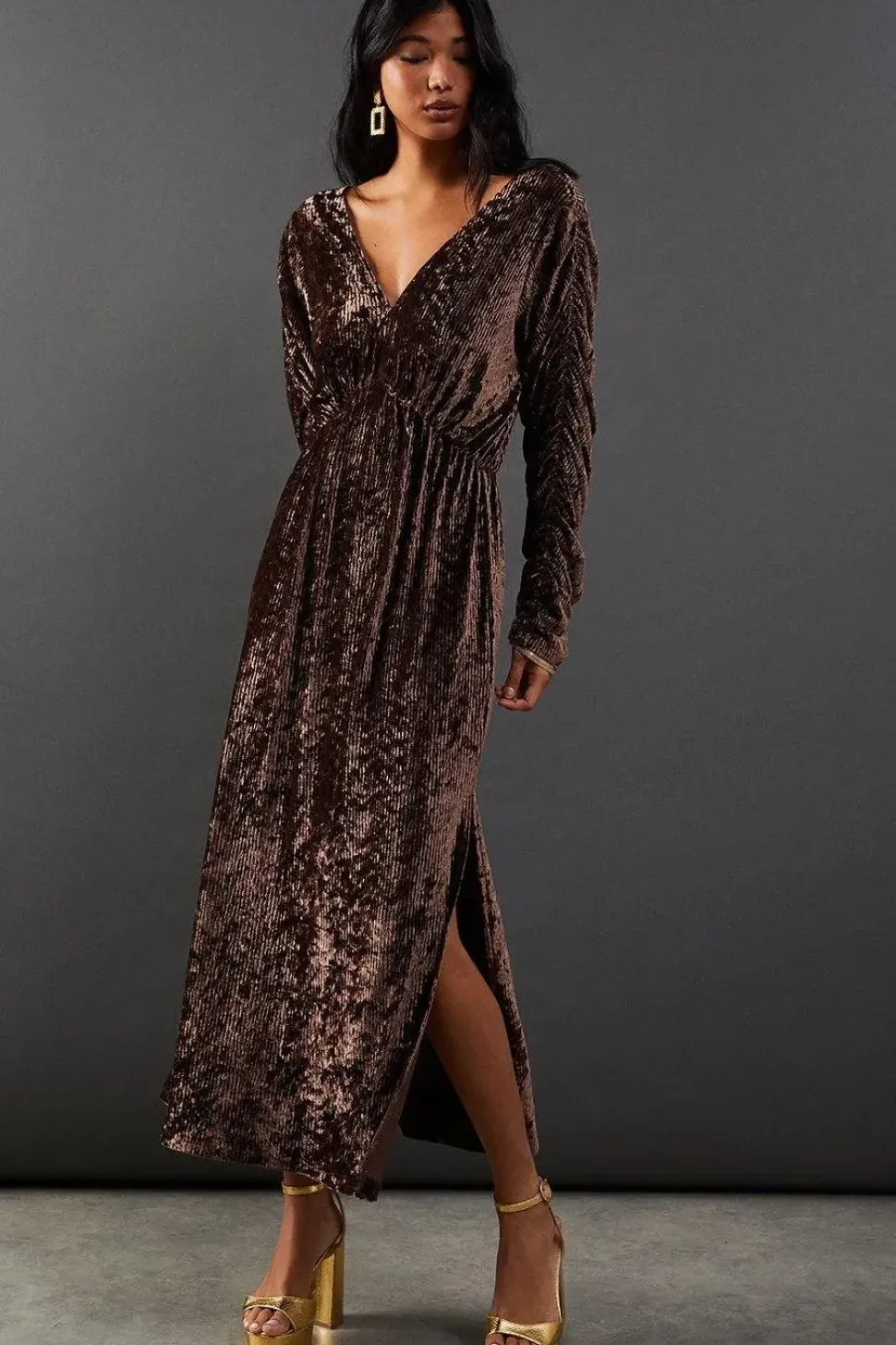 Burnout Velvet Batwing Midi Dress