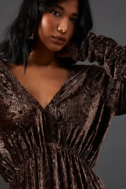 Burnout Velvet Batwing Midi Dress