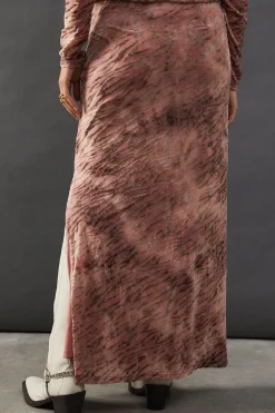 Burnout Velvet Column Maxi Skirt