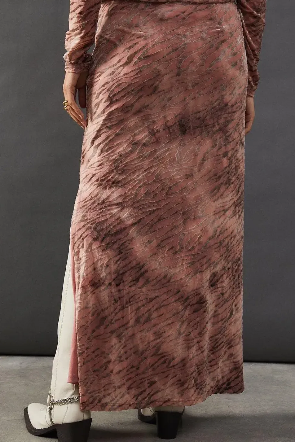 Burnout Velvet Column Maxi Skirt