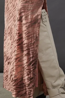 Burnout Velvet Column Maxi Skirt