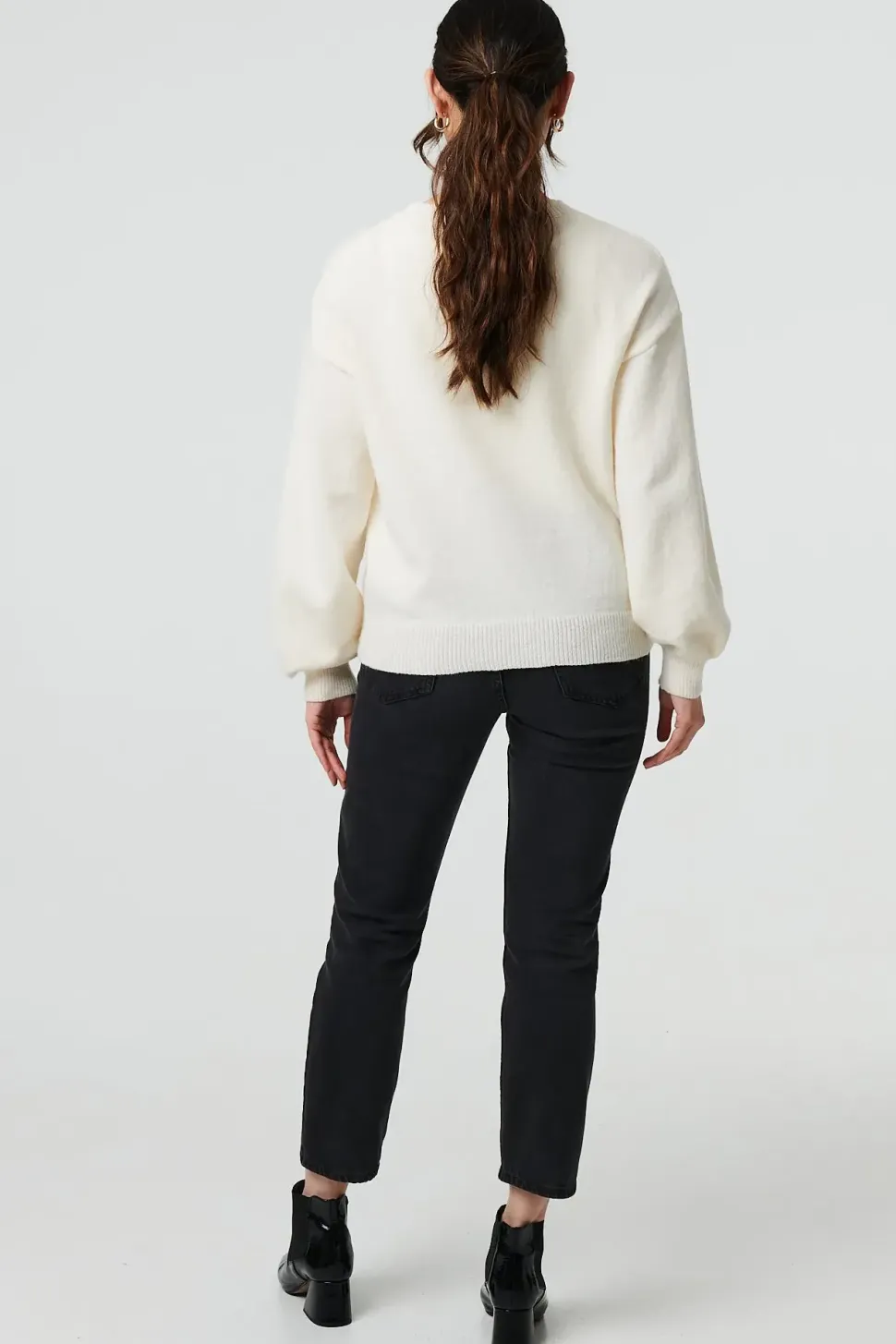 Butterfly Embellished Puff Sleeve Jumper