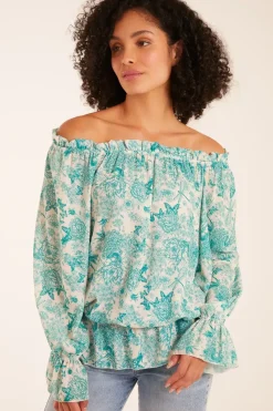 Butterfly Floral Print Gypsy Chiffon Blouse
