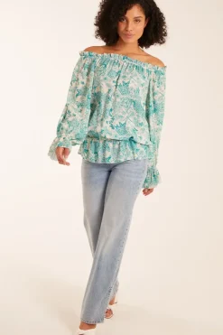 Butterfly Floral Print Gypsy Chiffon Blouse