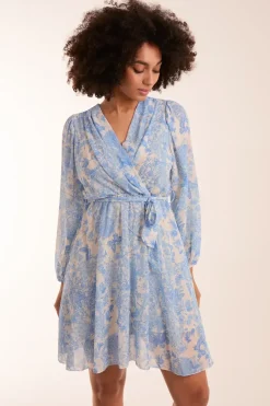 Butterfly Floral Wrap Dress