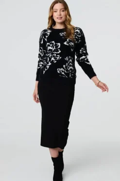 Butterfly Print Embellished Jumper