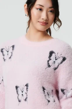 Butterfly Print Soft Texture Jumper