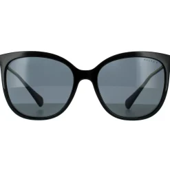 Butterfly Shiny Black Dark Grey Polarized RA5248 Sunglasses