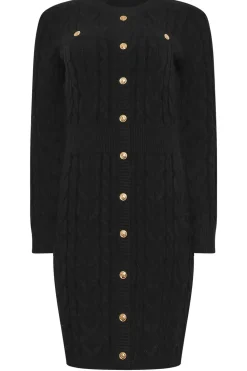 Button Detail Cable Knit Dress