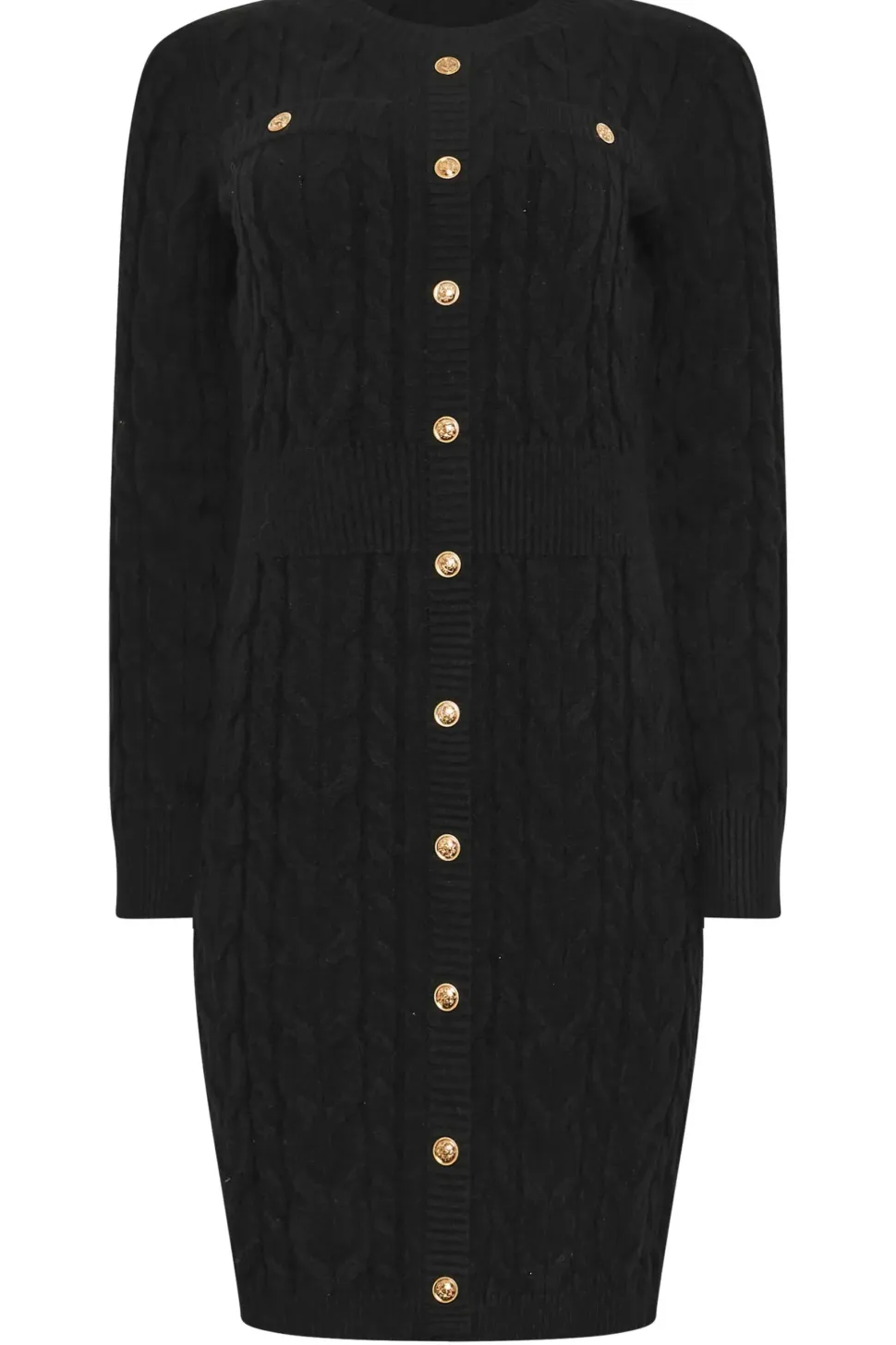 Button Detail Cable Knit Dress