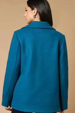 Button Detail Double Breasted Peacoat