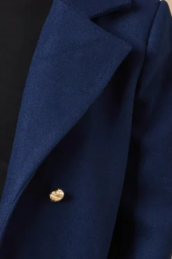 Button Detail Double Breasted Peacoat