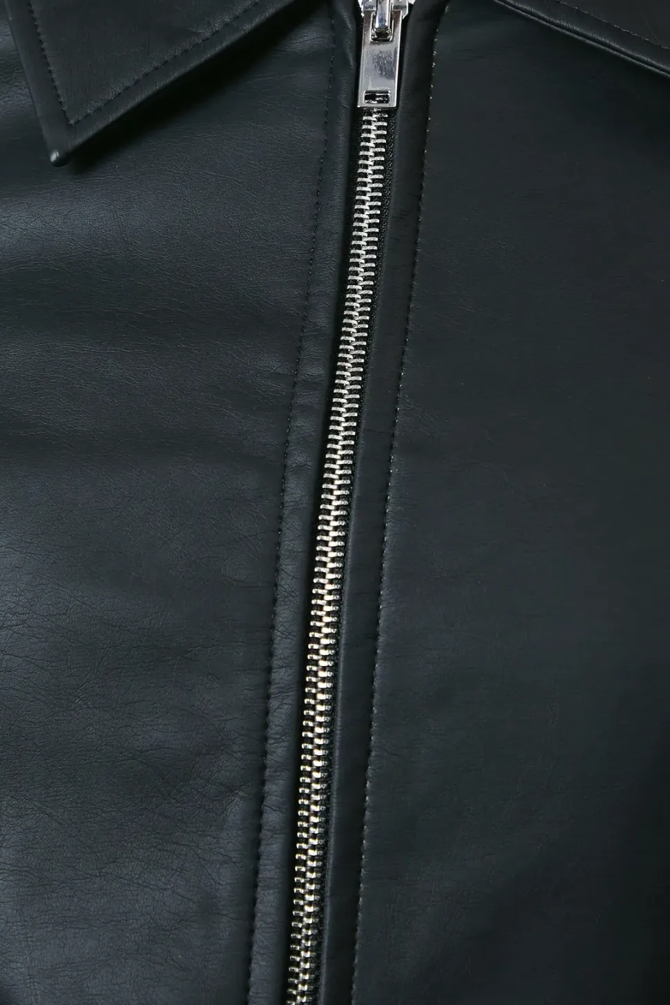 Button Detail Faux Leather Jacket