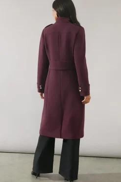 Button Detail Funnel Neck Coat