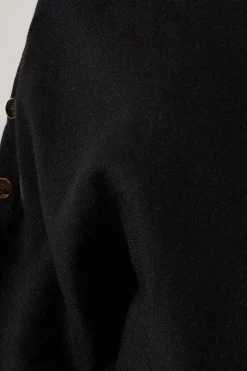 Button Detail High Neck Knitted Poncho Jumper