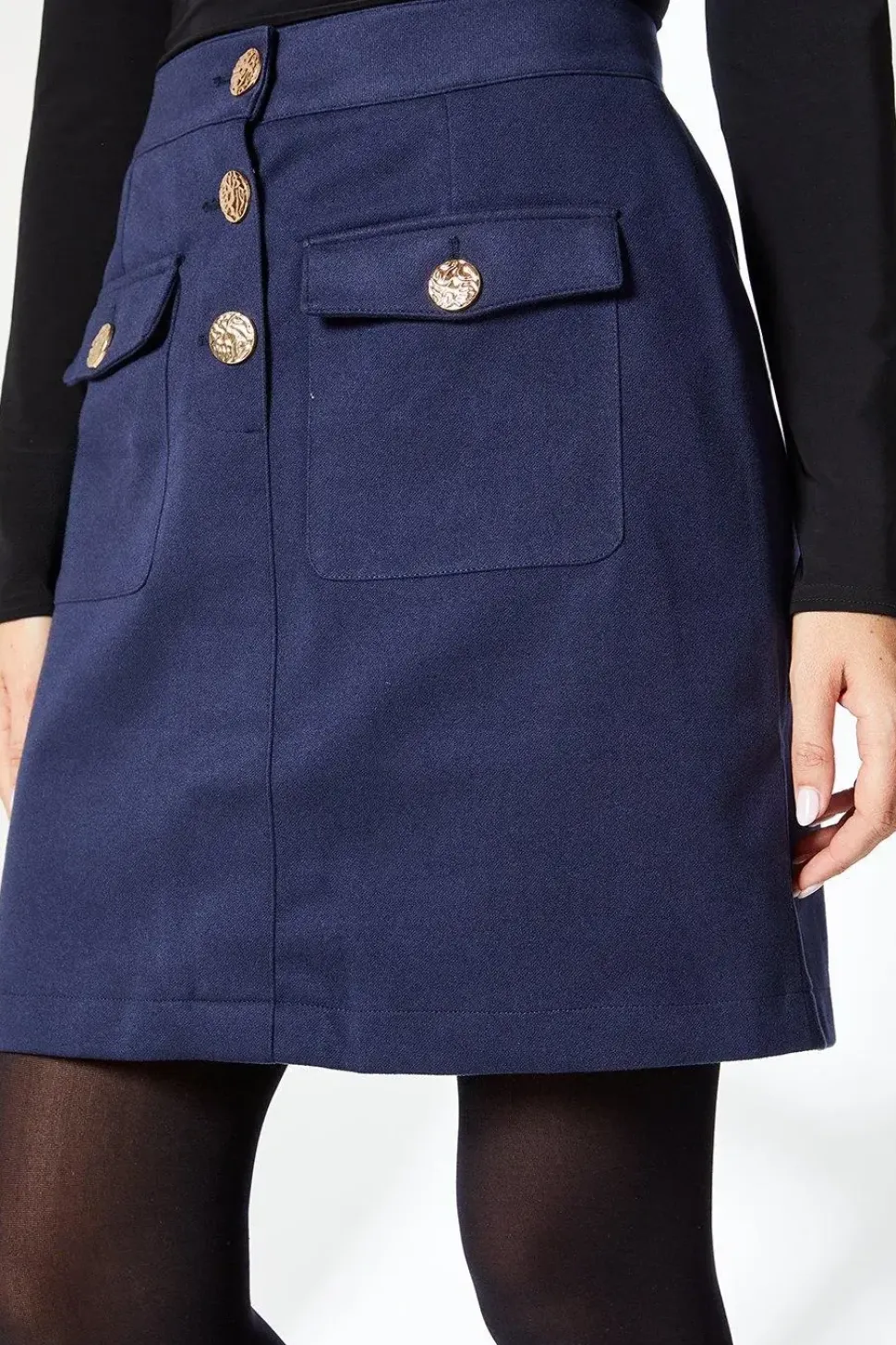 Button Detail Mini Skirt