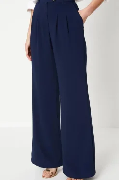 Button Detail Occasion Wide Leg Trouser