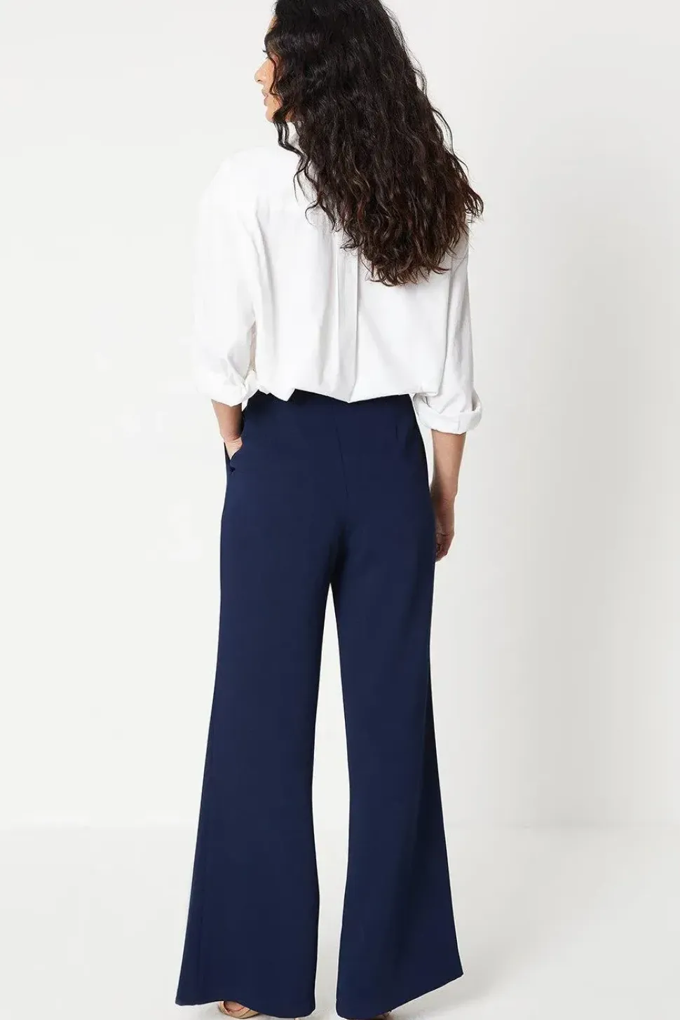 Button Detail Occasion Wide Leg Trouser