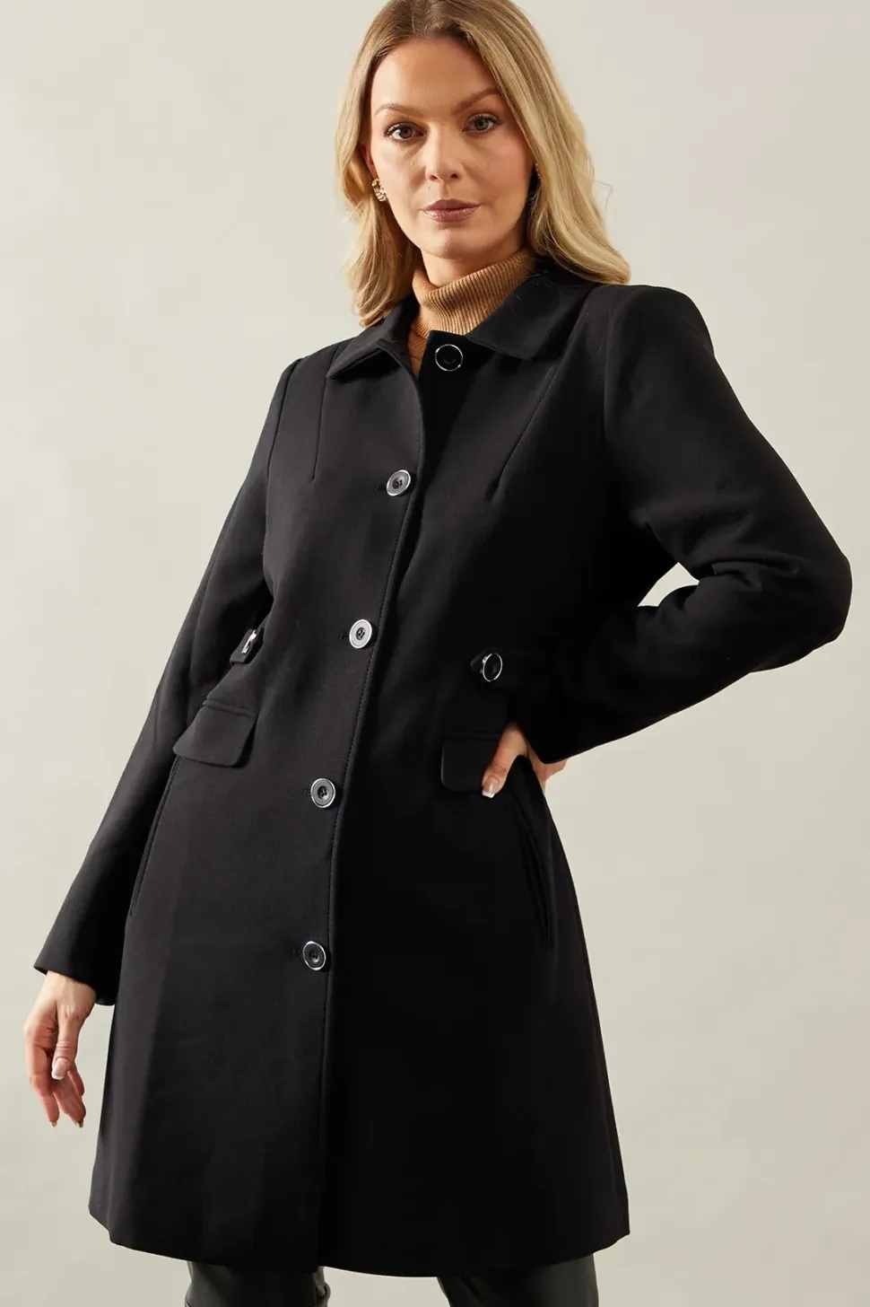 Button Detail Pea Coat