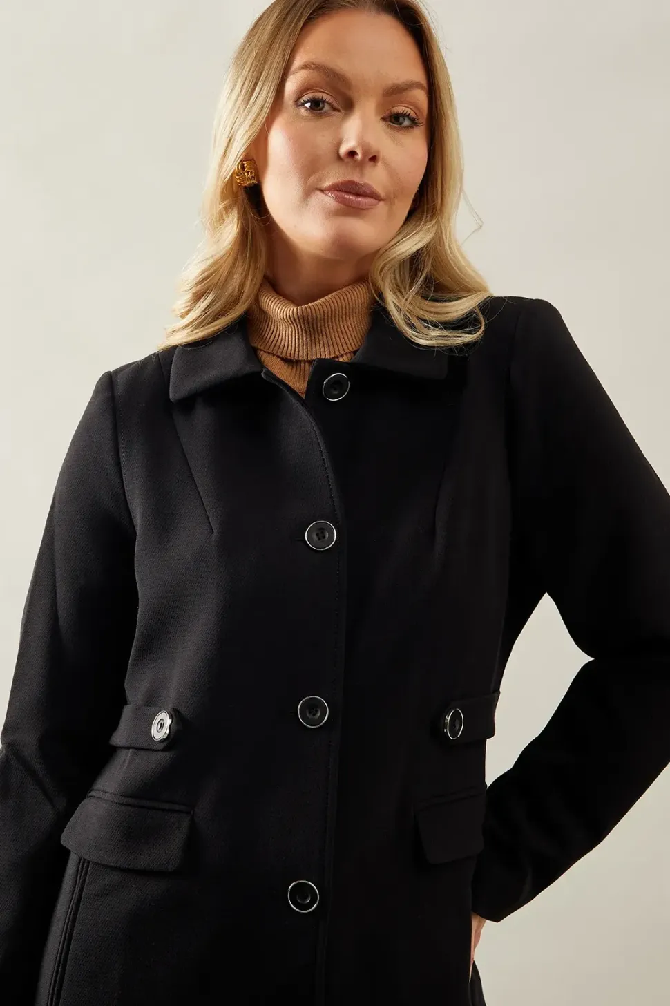 Button Detail Pea Coat