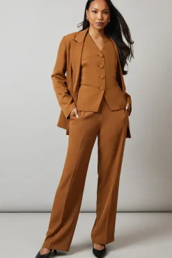 Button Detail Straight Leg Trouser