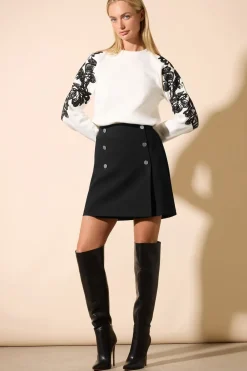 Button Detail Wrap Mini Skirt