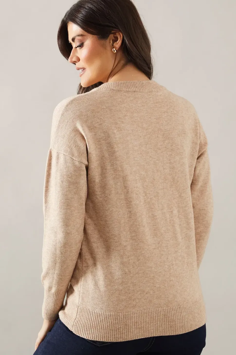 Button Detail Wrap Slouchy Jumper
