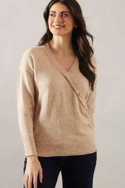 Button Detail Wrap Slouchy Jumper
