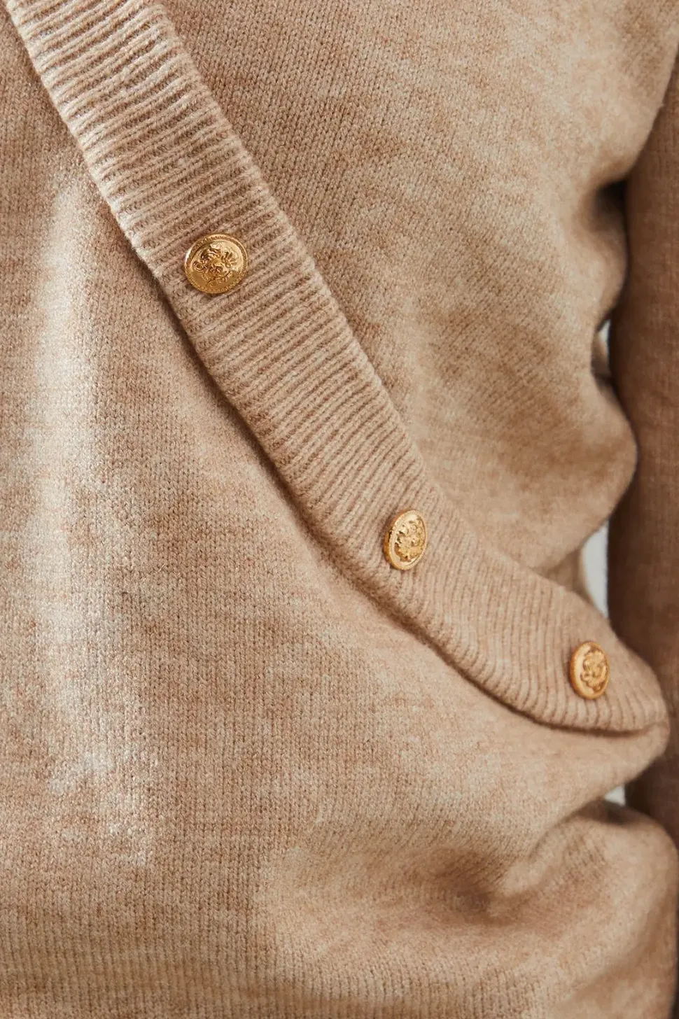 Button Detail Wrap Slouchy Jumper