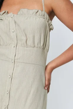 Button Down Frill Detail Strappy Mini Dress