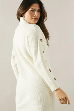 Buttoned Sleeve High Neck Tunic