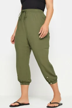 Button Front Cropped Trousers