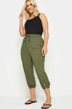 Button Front Cropped Trousers