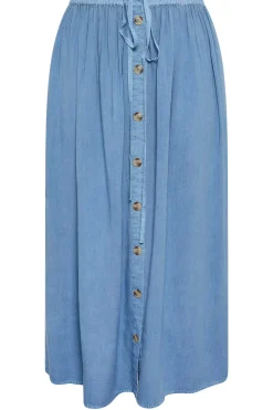 Button Front Linen Maxi Skirt