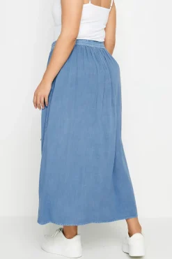 Button Front Linen Maxi Skirt