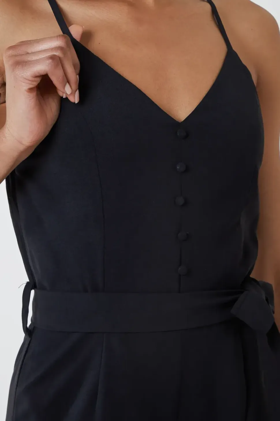 Button Front Strappy Jumpsuit