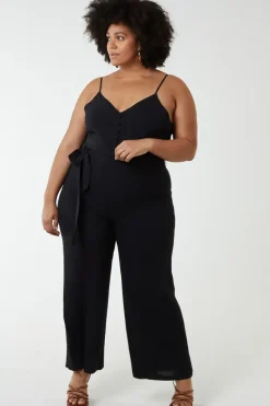 Button Front Strappy Jumpsuit