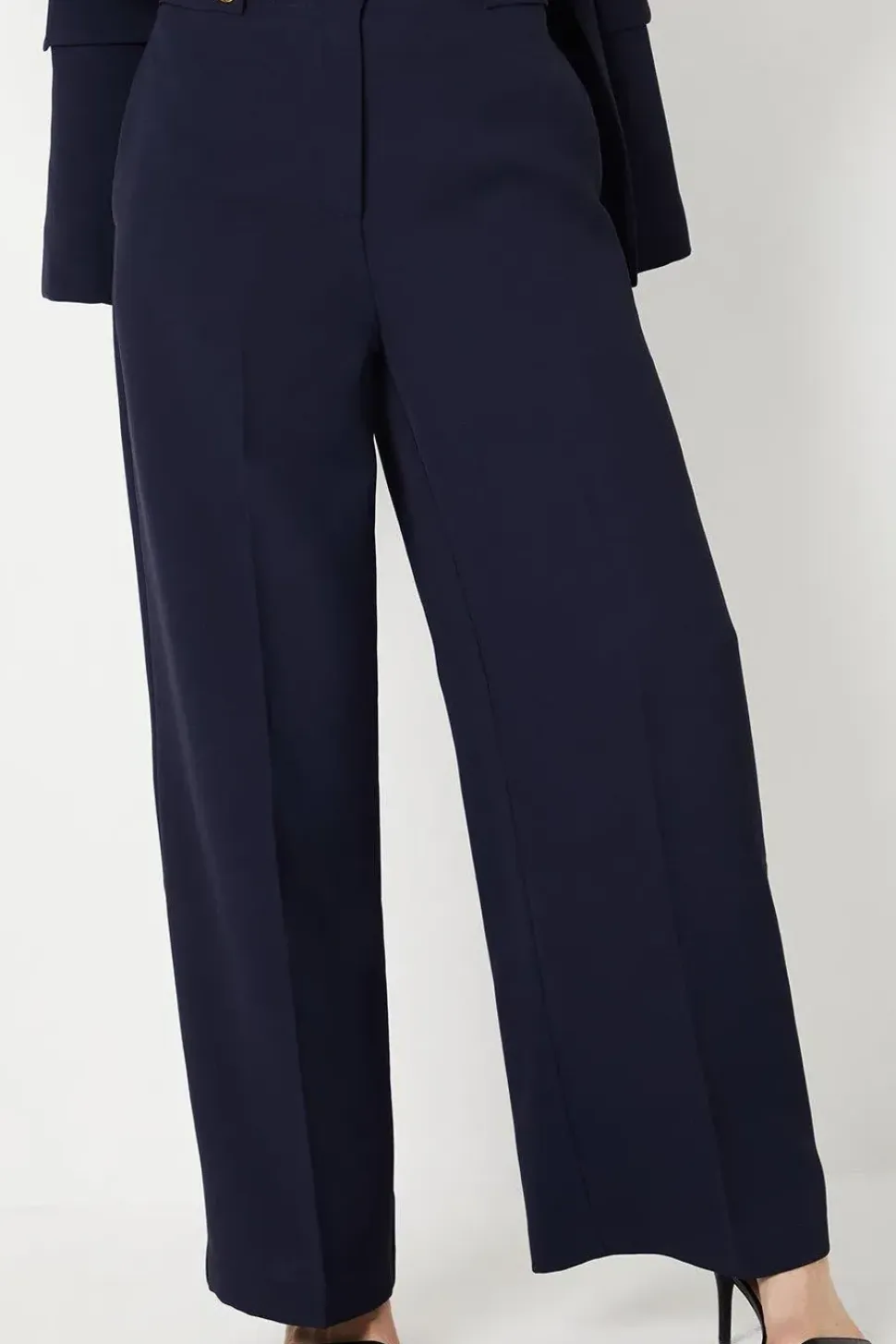 Button Tab Detail Wide Leg Trouser
