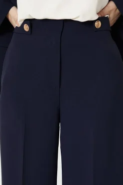 Button Tab Detail Wide Leg Trouser