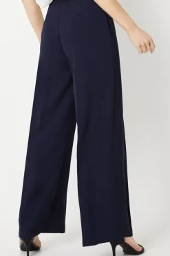 Button Tab Detail Wide Leg Trouser