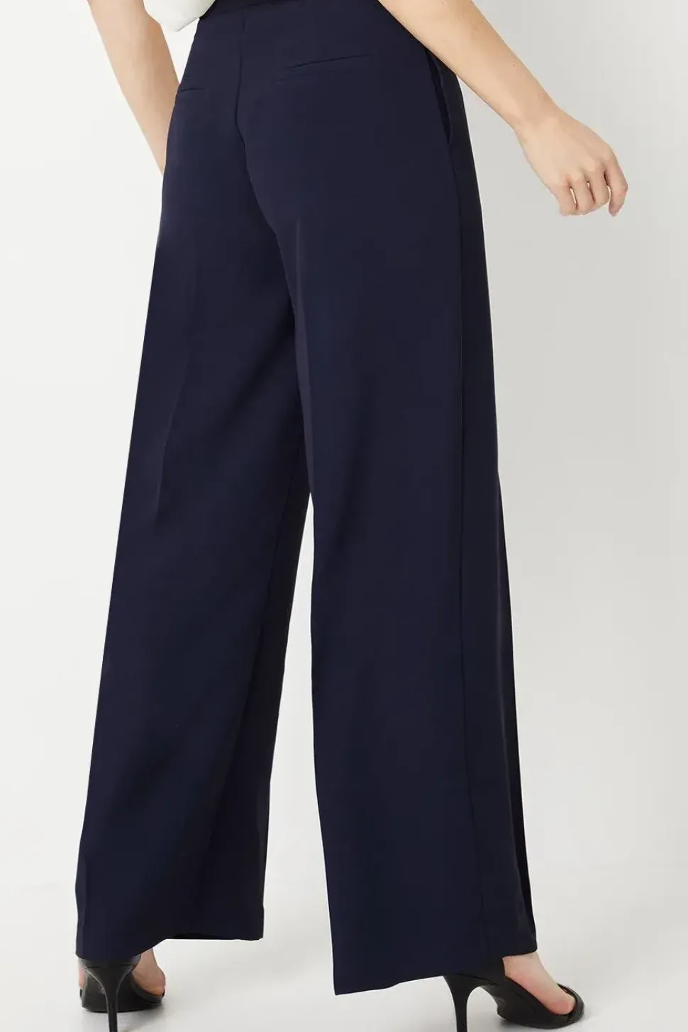 Button Tab Detail Wide Leg Trouser