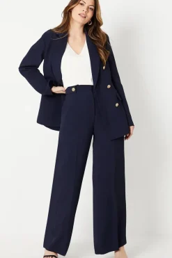 Button Tab Detail Wide Leg Trouser