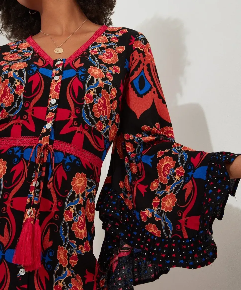 Button-Through Boho Maxi Dress