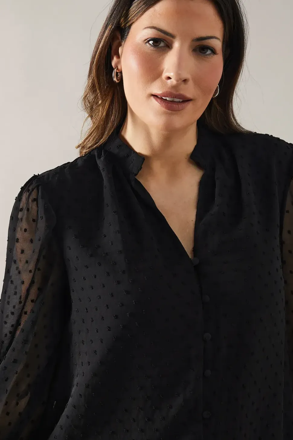 Button Through Dobby Blouse