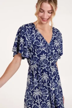 Button Through Elastic Waist Mini Dress
