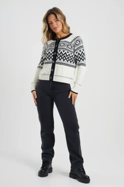 Button Through Fairisle Cable Knit Cardigan