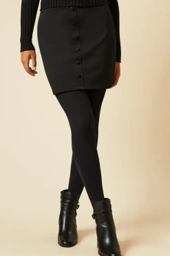 Button Through Ponte Mini Skirt