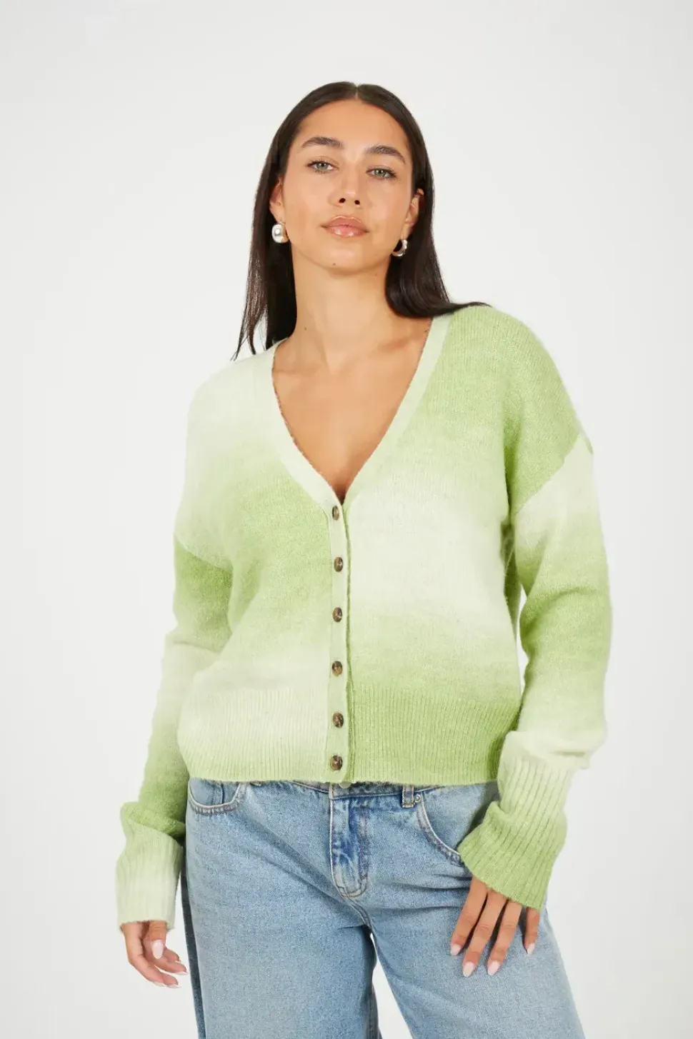 Button Through Space Dye Cardigan