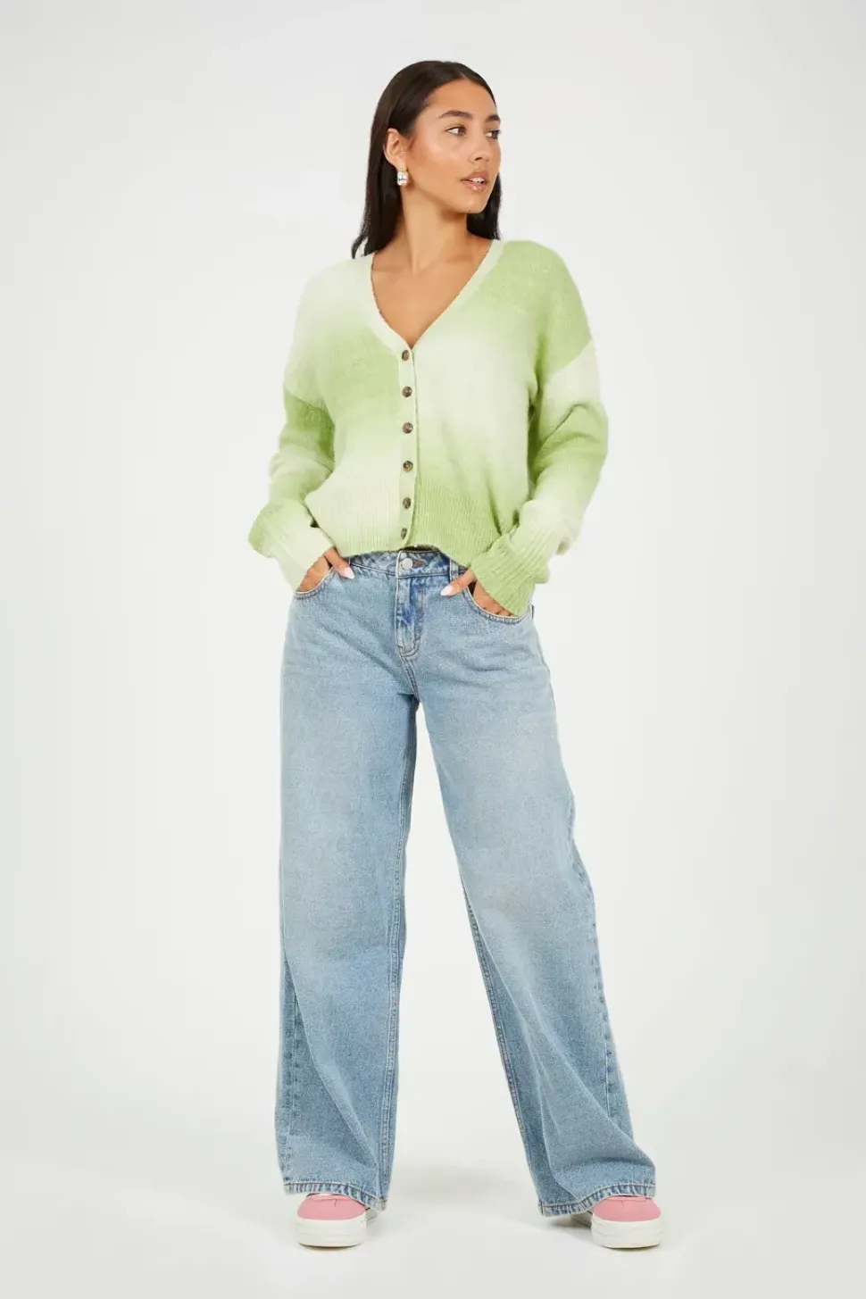 Button Through Space Dye Cardigan