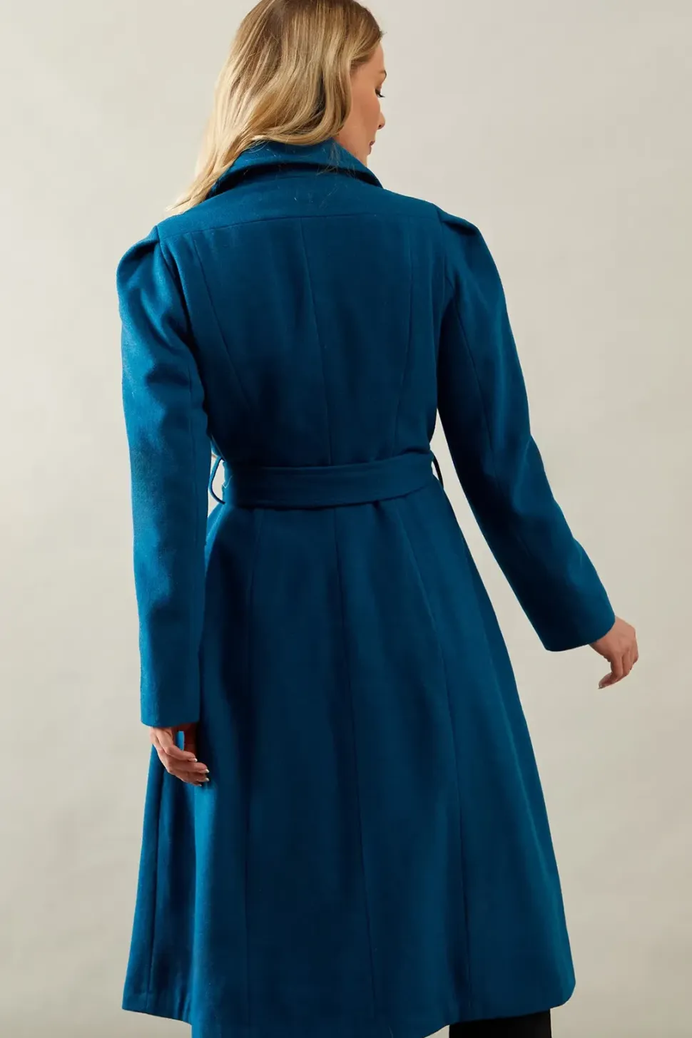 Button Through Wool Mix Fit And Flare Coat